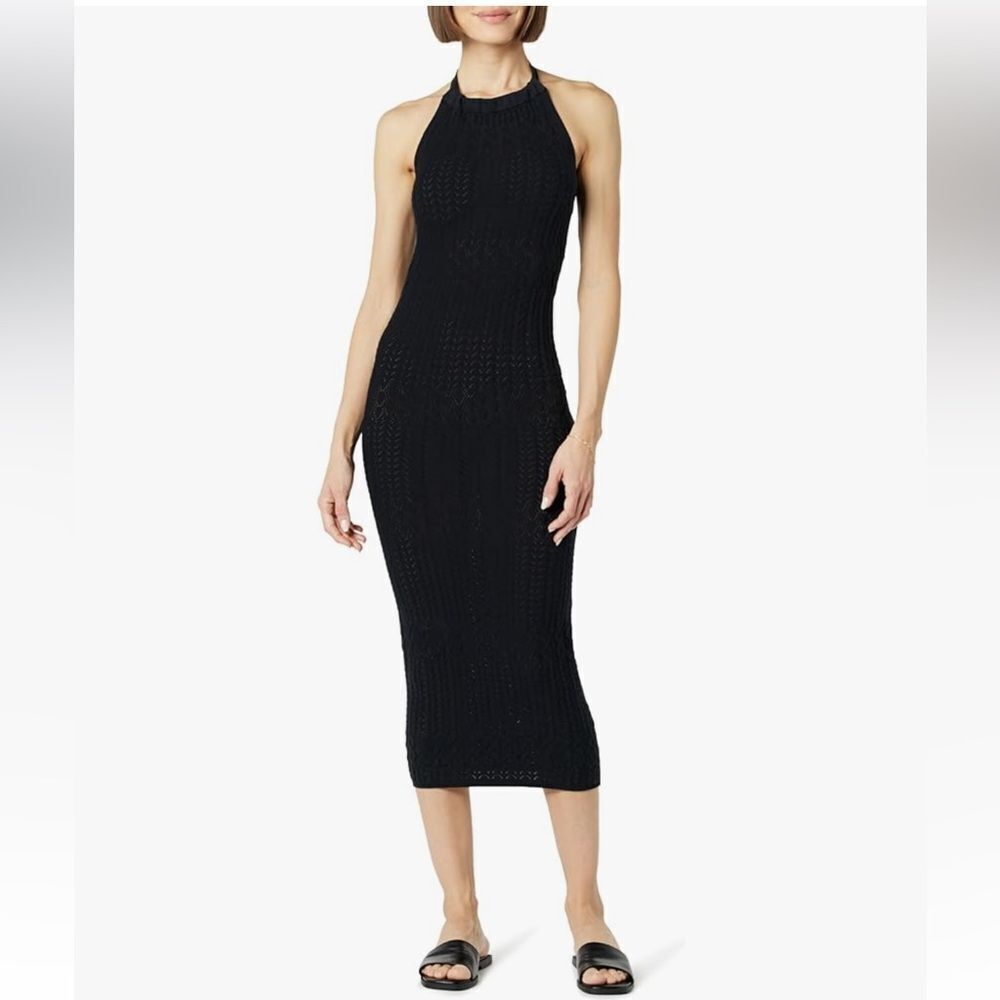 The Drop Women's Jayla Sleeveless Crochet Halter Midi Dress NWT